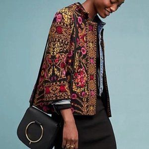 Anthropologie Moth Payton Boho Jacquard Sweater Cardigan Jacket Size xs